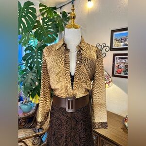 Escada Tan Animal Print Top